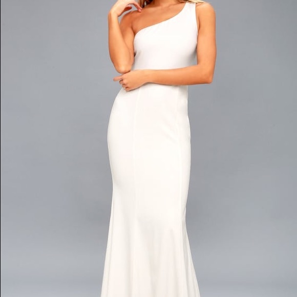 one shoulder maxi dress white